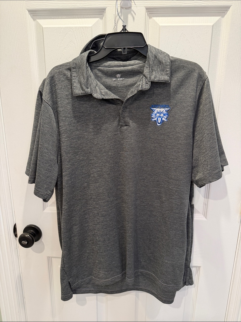 Top of the World Charcoal Polo with Blue Embroidered Mascot